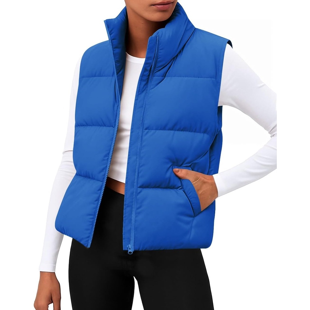 image:imageZeagoo Women Puffer Vest Cropped Winter Outerwear Warm CoatBlue