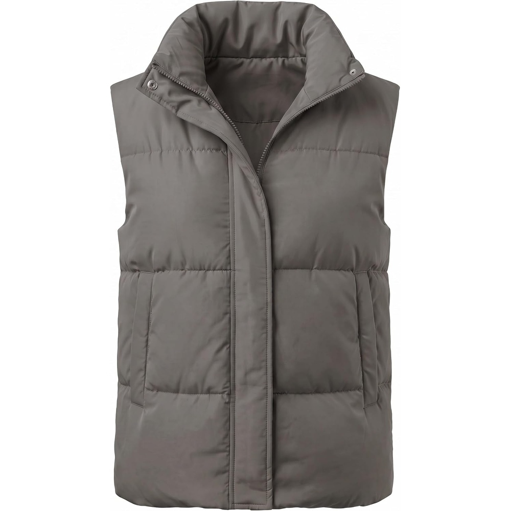 image:imageZeagoo Women Puffer Vest Lightweight Stand Collar Sleeveless Winter Warm Zip Up Padded Outerwear Jackets with Pockets SXXLDark Grey