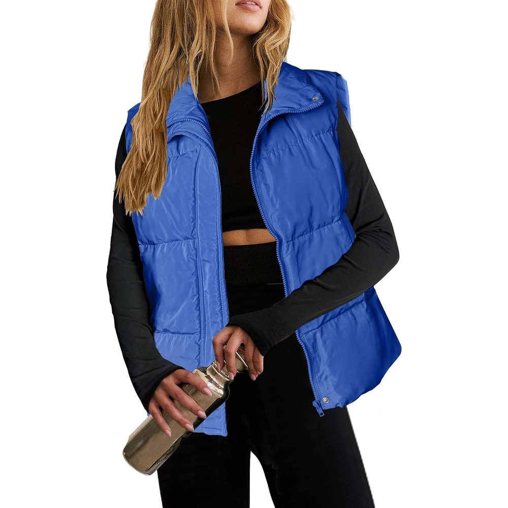 image:imageZeagoo Women Puffer Vest Lightweight Stand Collar Sleeveless Winter Warm Zip Up Padded Outerwear Jackets with Pockets SXXLSky Blue