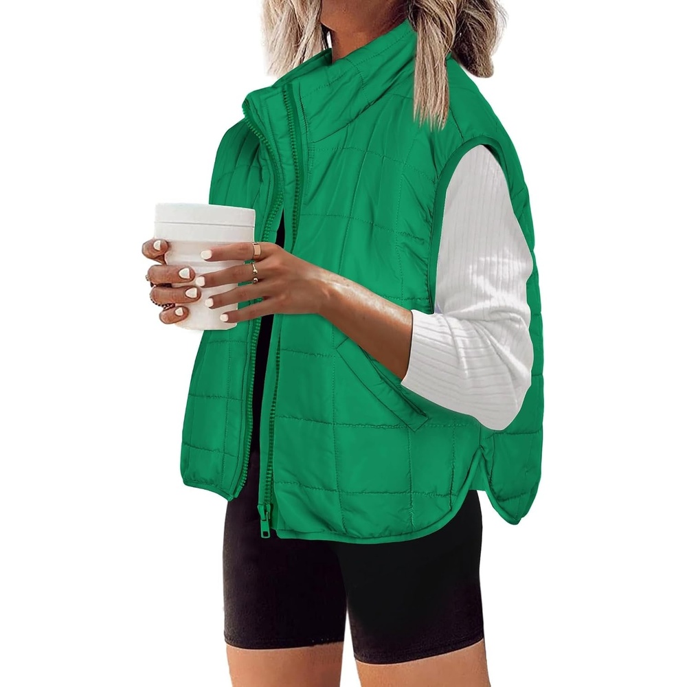 image:imageZeagoo Womens Puffer Vest Ladies Sleeveless Zip Up OuterwearGreen