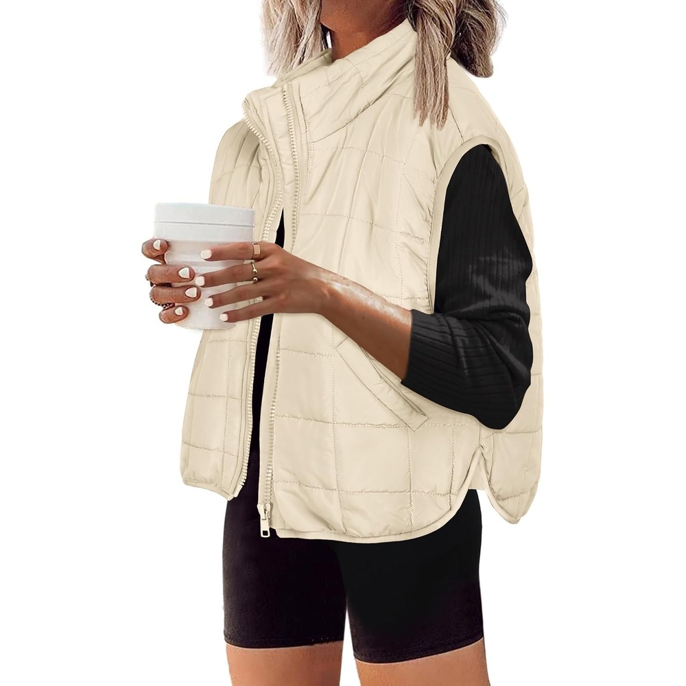 image:imageZeagoo Womens Puffer Vest Ladies Sleeveless Zip Up OuterwearLight Khaki