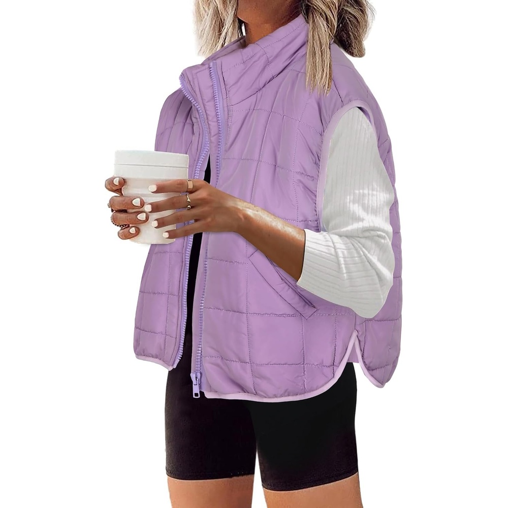 image:imageZeagoo Womens Puffer Vest Ladies Sleeveless Zip Up OuterwearLilac