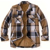 Zeagoo Flannel Jacket for Women Sherpa Fleece Lined Winter Plaid Coats(Brown Black)