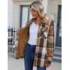 Zeagoo Flannel Jacket for Women Sherpa Fleece Lined Winter Plaid Coats(Brown Black)