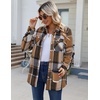 Zeagoo Flannel Jacket for Women Sherpa Fleece Lined Winter Plaid Coats(Brown Black)