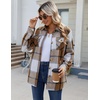 Zeagoo Flannel Jacket for Women Sherpa Fleece Lined Winter Plaid Coats(Brown White)