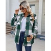 Zeagoo Flannel Jacket for Women Sherpa Fleece Lined Winter Plaid Coats(Green)