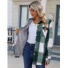 Zeagoo Flannel Jacket for Women Sherpa Fleece Lined Winter Plaid Coats(Green)