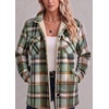 Zeagoo Flannel Jacket for Women Sherpa Fleece Lined Winter Plaid Coats(Green Brown)