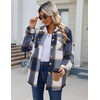 Zeagoo Flannel Jacket for Women Sherpa Fleece Lined Winter Plaid Coats(Navy)
