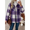 Zeagoo Flannel Jacket for Women Sherpa Fleece Lined Winter Plaid Coats(Purple)