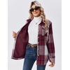 Zeagoo Flannel Jacket for Women Sherpa Fleece Lined Winter Plaid Coats(Wine Red)