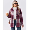 Zeagoo Flannel Jacket for Women Sherpa Fleece Lined Winter Plaid Coats(Wine Red)