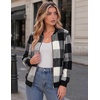 Zeagoo Jackets for Women 2026 Lightweight Bomber Jacket Plaid Flannel Coat(Black White Plaid- Gw39)