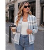 Zeagoo Jackets for Women 2026 Lightweight Bomber Jacket Plaid Flannel Coat(Blue Plaid- Gw570)