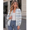 Zeagoo Jackets for Women 2026 Lightweight Bomber Jacket Plaid Flannel Coat(Blue Plaid- Gw570)