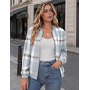 Zeagoo Jackets for Women 2026 Lightweight Bomber Jacket Plaid Flannel Coat(Blue Plaid- Gw570)
