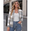 Zeagoo Jackets for Women 2026 Lightweight Bomber Jacket Plaid Flannel Coat(Grey Plaid- Gw568)