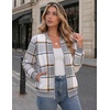 Zeagoo Jackets for Women 2026 Lightweight Bomber Jacket Plaid Flannel Coat(Grey Plaid- Gw568)