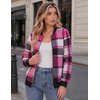 Zeagoo Jackets for Women 2026 Lightweight Bomber Jacket Plaid Flannel Coat(Hot Pink Plaid- Gz553)
