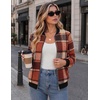 Zeagoo Jackets for Women 2026 Lightweight Bomber Jacket Plaid Flannel Coat(Orange Plaid- Gz526)