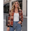 Zeagoo Jackets for Women 2026 Lightweight Bomber Jacket Plaid Flannel Coat(Orange Plaid- Gz526)