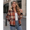 Zeagoo Jackets for Women 2026 Lightweight Bomber Jacket Plaid Flannel Coat(Orange Plaid- Gz526)