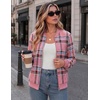 Zeagoo Jackets for Women 2026 Lightweight Bomber Jacket Plaid Flannel Coat(Pink Blue Plaid- Gw571)