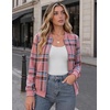Zeagoo Jackets for Women 2026 Lightweight Bomber Jacket Plaid Flannel Coat(Pink Blue Plaid- Gw571)