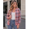 Zeagoo Jackets for Women 2026 Lightweight Bomber Jacket Plaid Flannel Coat(Pink Blue Plaid- Gw571)