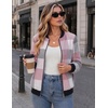 Zeagoo Jackets for Women 2026 Lightweight Bomber Jacket Plaid Flannel Coat(Pink Grey Plaid- Gz695)