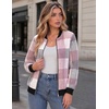 Zeagoo Jackets for Women 2026 Lightweight Bomber Jacket Plaid Flannel Coat(Pink Grey Plaid- Gz695)