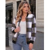 Zeagoo Jackets for Women 2026 Lightweight Bomber Jacket Plaid Flannel Coat(Purple Brown Plaid- Gw579)