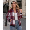 Zeagoo Jackets for Women 2026 Lightweight Bomber Jacket Plaid Flannel Coat(Red White Plaid- Gz543)
