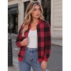Zeagoo Jackets for Women 2026 Lightweight Bomber Jacket Plaid Flannel Coat(Red and Black Plaid- Gz875)