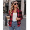 Zeagoo Jackets for Women 2026 Lightweight Bomber Jacket Plaid Flannel Coat(Red and Black Plaid- Gz875)