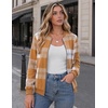 Zeagoo Jackets for Women 2026 Lightweight Bomber Jacket Plaid Flannel Coat(Yellow Plaid- Gw578)