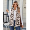Zeagoo Vest For Women Sleeveless Sherpa Fleece Jackets Zip Up Fall Coats(A-leopard)