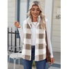 Zeagoo Vest For Women Sleeveless Sherpa Fleece Jackets Zip Up Fall Coats(Khaki White Plaid)