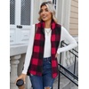 Zeagoo Vest For Women Sleeveless Sherpa Fleece Jackets Zip Up Fall Coats(Red White Plaid)