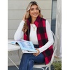Zeagoo Vest For Women Sleeveless Sherpa Fleece Jackets Zip Up Fall Coats(Red White Plaid)