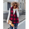 Zeagoo Vest For Women Sleeveless Sherpa Fleece Jackets Zip Up Fall Coats(Red White Plaid)
