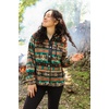 Zeagoo Women Fleece Jacket Western Aztec Print Snap Button Down Outerwear(Black)