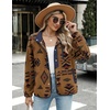Zeagoo Women Fleece Jacket Western Aztec Print Snap Button Down Outerwear(Brown)