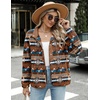 Zeagoo Women Fleece Jacket Western Aztec Print Snap Button Down Outerwear(Dark Brown)