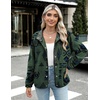 Zeagoo Women Fleece Jacket Western Aztec Print Snap Button Down Outerwear(Dark Green)