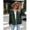 Zeagoo Women Fleece Jacket Western Aztec Print Snap Button Down Outerwear(Dark Green)