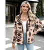 Zeagoo Women Fleece Jacket Western Aztec Print Snap Button Down Outerwear(Khaki)