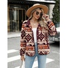 Zeagoo Women Fleece Jacket Western Aztec Print Snap Button Down Outerwear(Khaki Pattern)