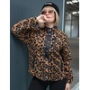 Zeagoo Women Fleece Jacket Western Aztec Print Snap Button Down Outerwear(Leopard Print)
